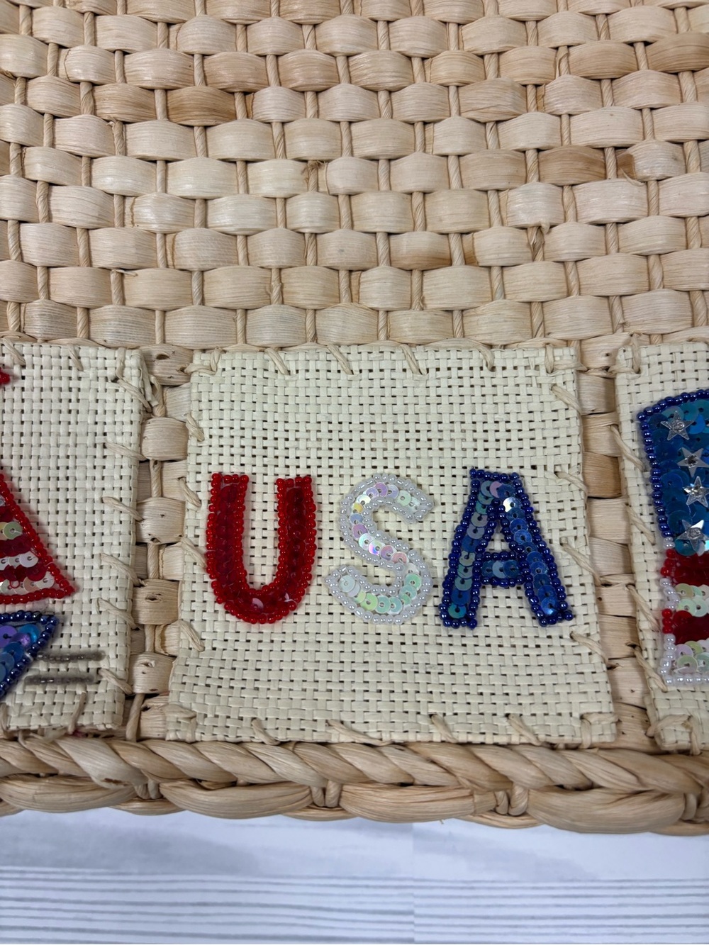 QVC Corn Husk Straw Bag American Flag Fourth of July Purse NWT - Picture 3 of 9